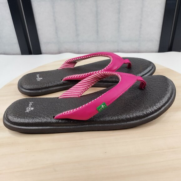 Sanuk Yoga Chakra Pink Comfort Flip Flops SWS10577 Women US 8 - Picture 2 of 9